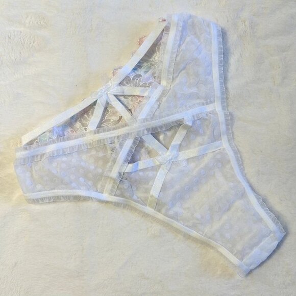 NWOT For Love & Lemons High Waisted Polka Dot Floral Rainbow Lace Panty - XXS - Picture 7 of 8